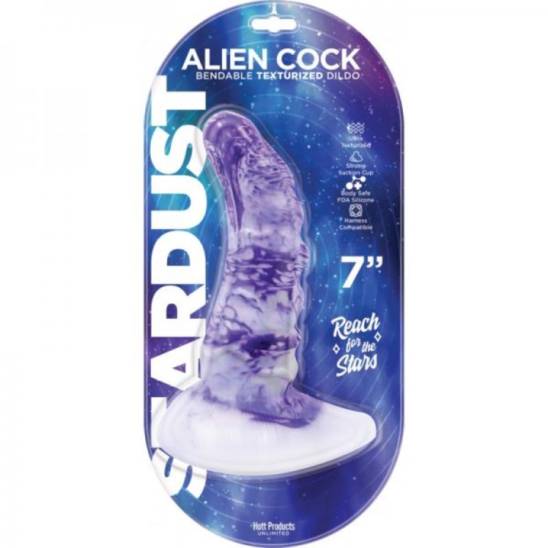 Stardust Alien Penis Silicone Textured Dildo 7in Multi-Color