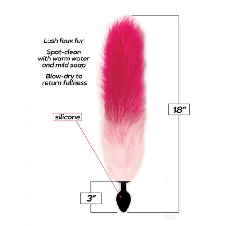 Foxy Tail Silicone Butt Plug Pink White