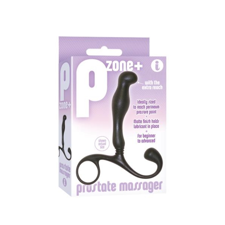 P Zone Prostate Massager with Extra Reach Black