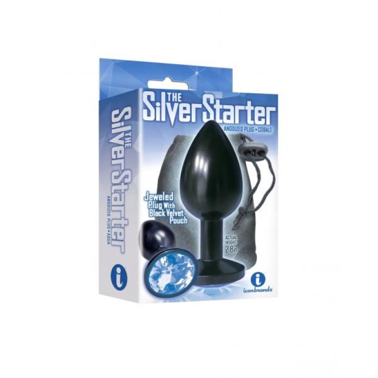 The Silver Starter Anodized Bejeweled Steel Plug Cobalt Blue