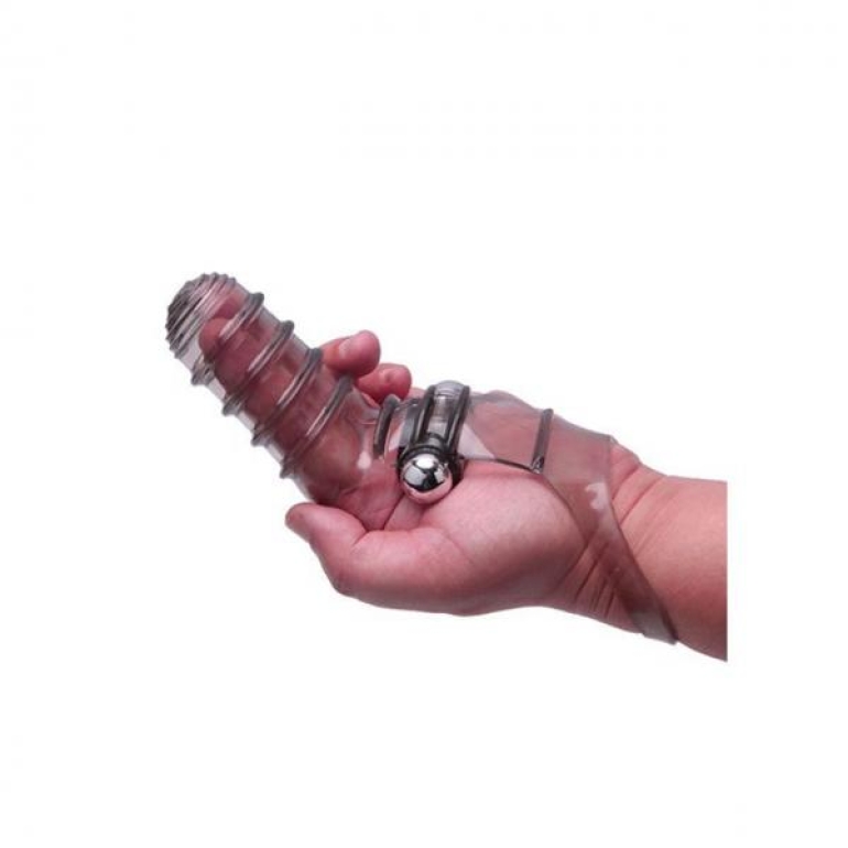 The 9's Vibrofinger Ribbed Finger Massager Grey Smoke
