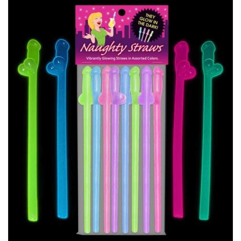 Glowing Naughty Straws Purple