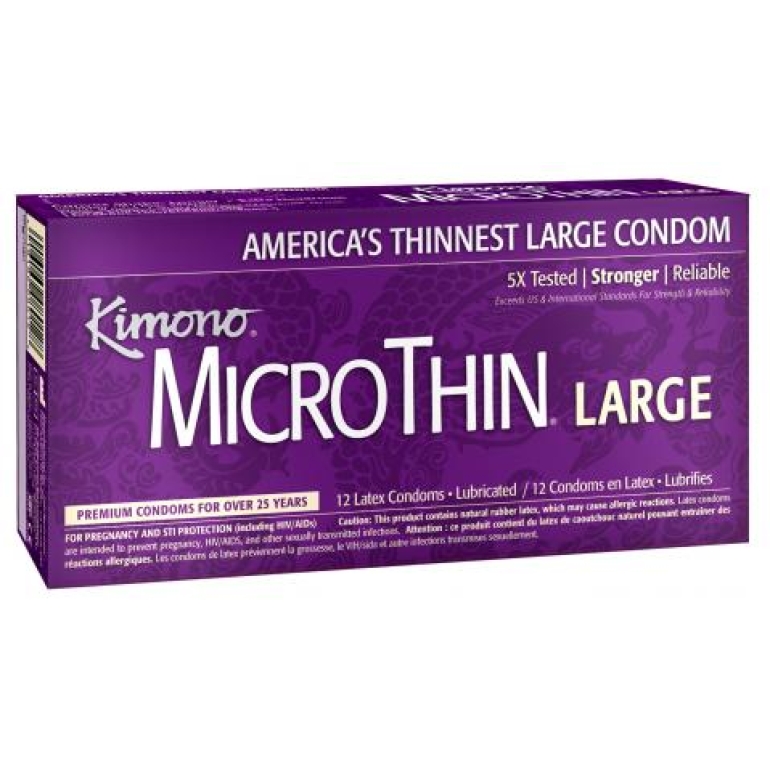 Kimono Microthin 12 Pack Large Latex Condoms Clear