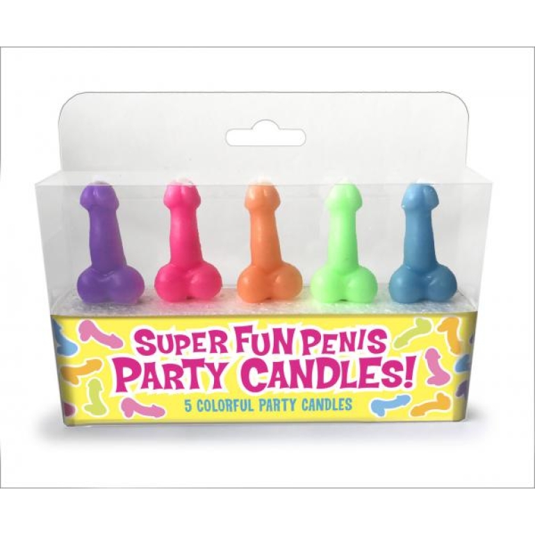 Super Fun Penis Party Candles 5 Colorful Party Candles Multi-Color