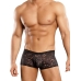 Male Power Mini Shorts Stretch Lace Black Small