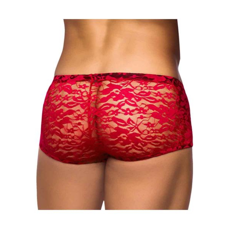 Mini Shorts Stretch Lace Large Red