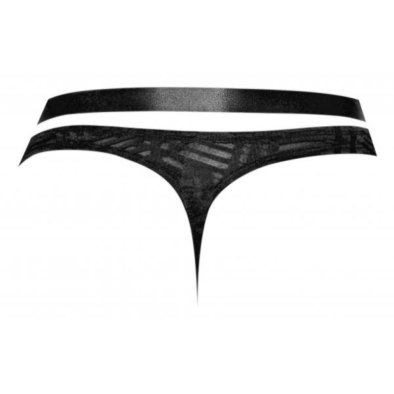 Rude Awakening Strap Thong Black L/xl