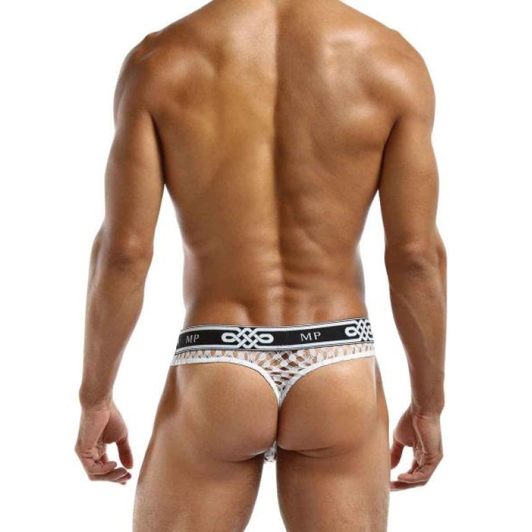 Peep Show Lo Rise Thong White Small/Medium S/M