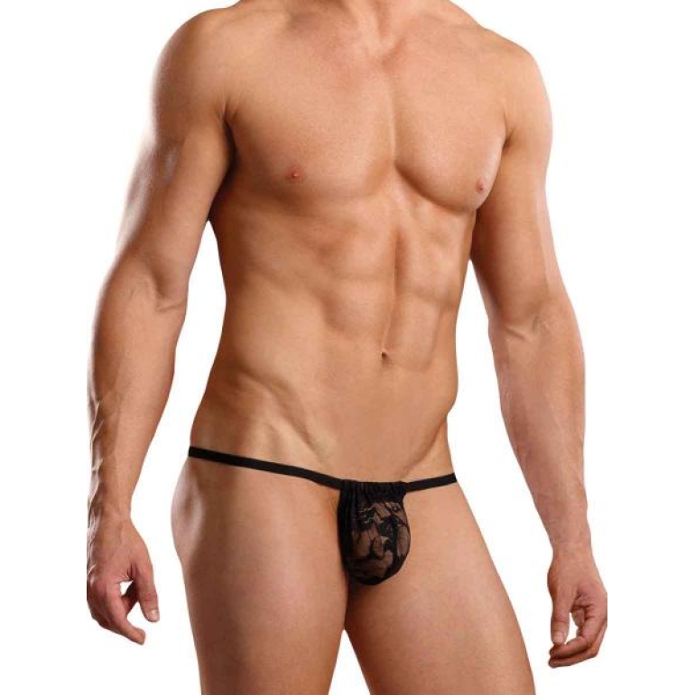 Male Power Posing Strap Stretch Lace Black O/S One Size Fits Most