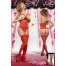 Luv Lace Cupless Crotchless Teddy Red S/M