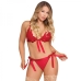 Sugar & Spice Ribbon Tie Bra & Panty Red 2xl One Size Queen