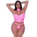 Club Candy Bra Harness & Panty Pink 2xl One Size Queen