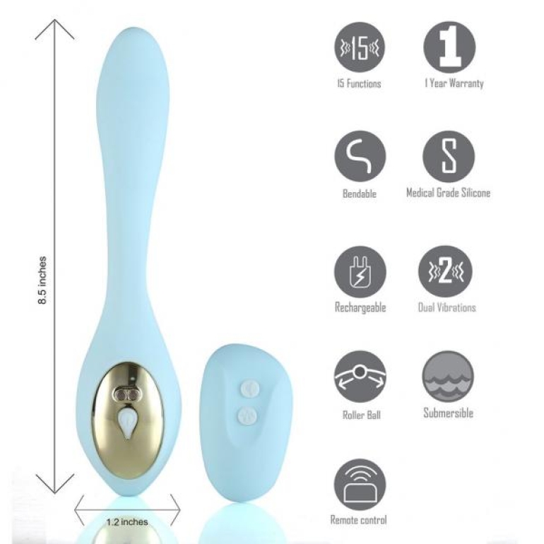 Harmonie Dual Vibrator Teal Silicone Rechargeable Blue