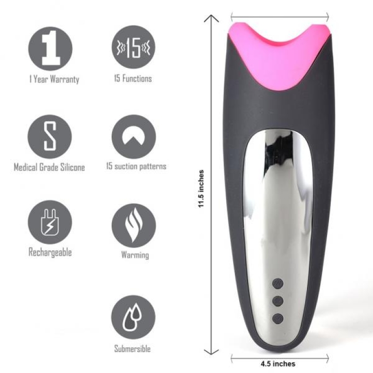 Piper Rechargeable Multi Function Masturbator W/ Suction Pink