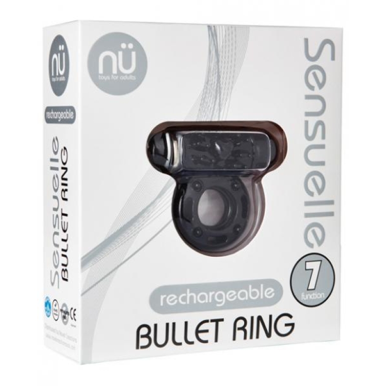 Sensuelle Bullet Ring Penis Ring 7 Function Black