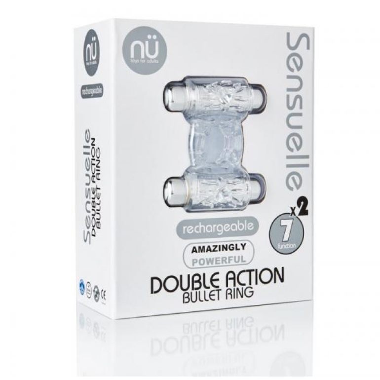 Sensuelle Double Action Clear Vibrating Ring