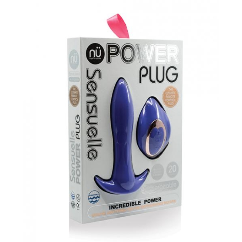 Power Plug Remote Control Butt Plug Ultra Violet Blue