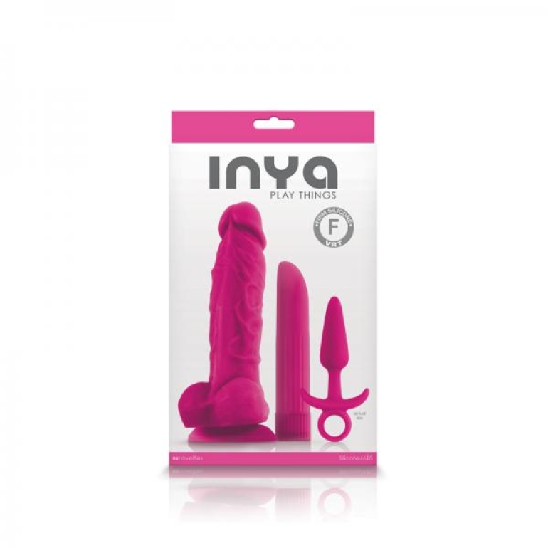 Inya Play Things Pink Set Plug, Dildo & Vibrator