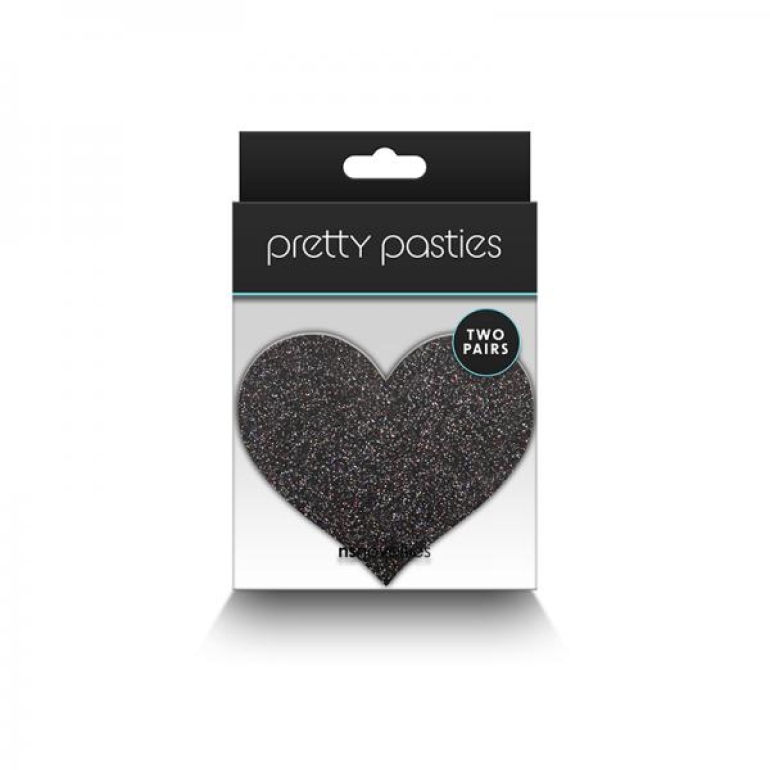 Pretty Pasties Glitter Hearts Black/gold 2 Pair