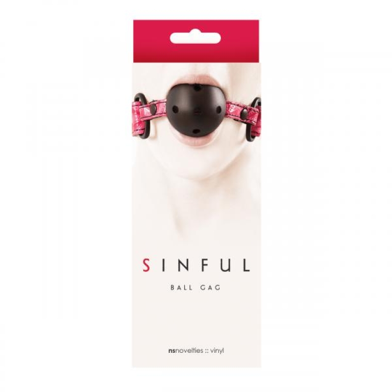 Sinful Adjustable Vinyl Ball Gag - Pink One Size Fits Most