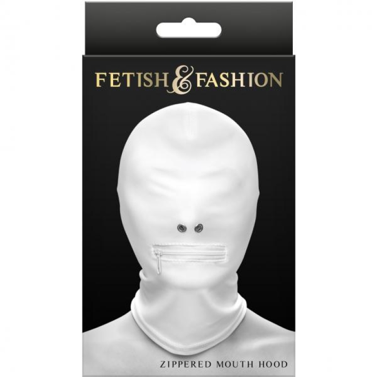 Fetish & Fantasy Zippered Mouth Hood White One Size Fits Most