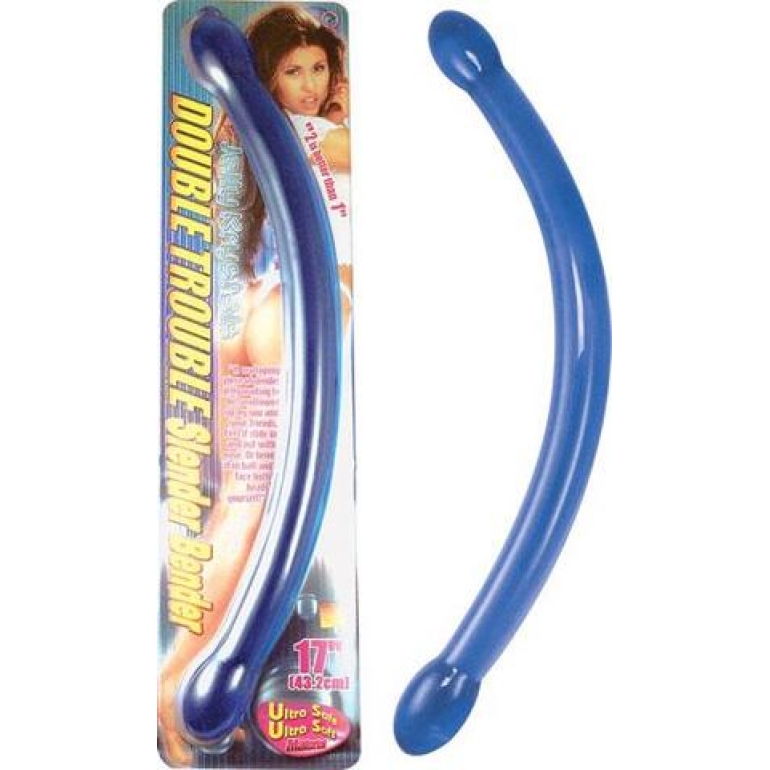 Double Trouble Slender Bender Blue Dildo