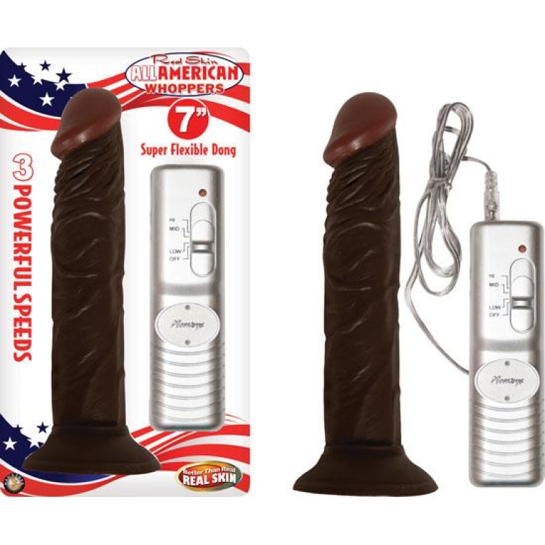 All American Whopper Vibrating 7 inches Dildo Brown Black