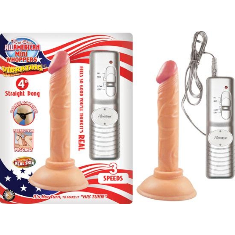 All American Mini Whoppers 4 inches Straight Vibrating Dong Beige