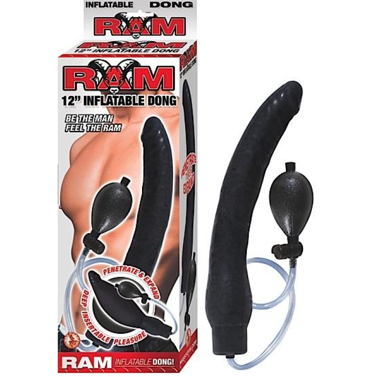 Ram Inflatable Latex Dong 12 Inch- Black