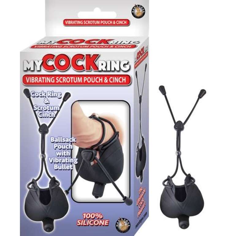 My Penisring Vibrating Scrotum Pouch & Cinch Black