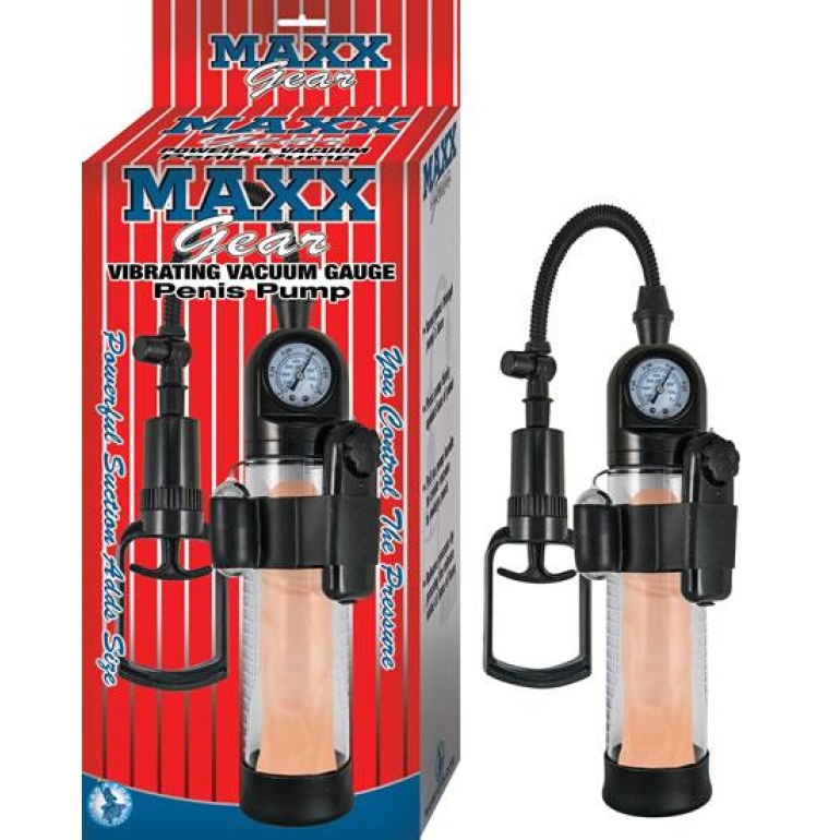 Maxx Gear Vibrating Vacuum Gauge Penis Pump Clear