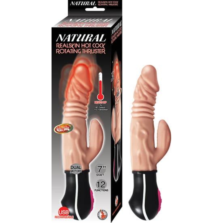 Natural Realskin Hot Penis Rotating Thruster Vibrator Beige