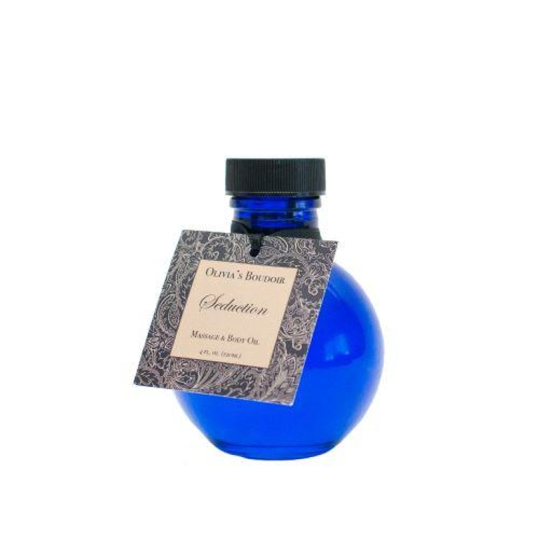 Olivia's Boudoir Massage Oil Seduction 4 fluid ounces Blue