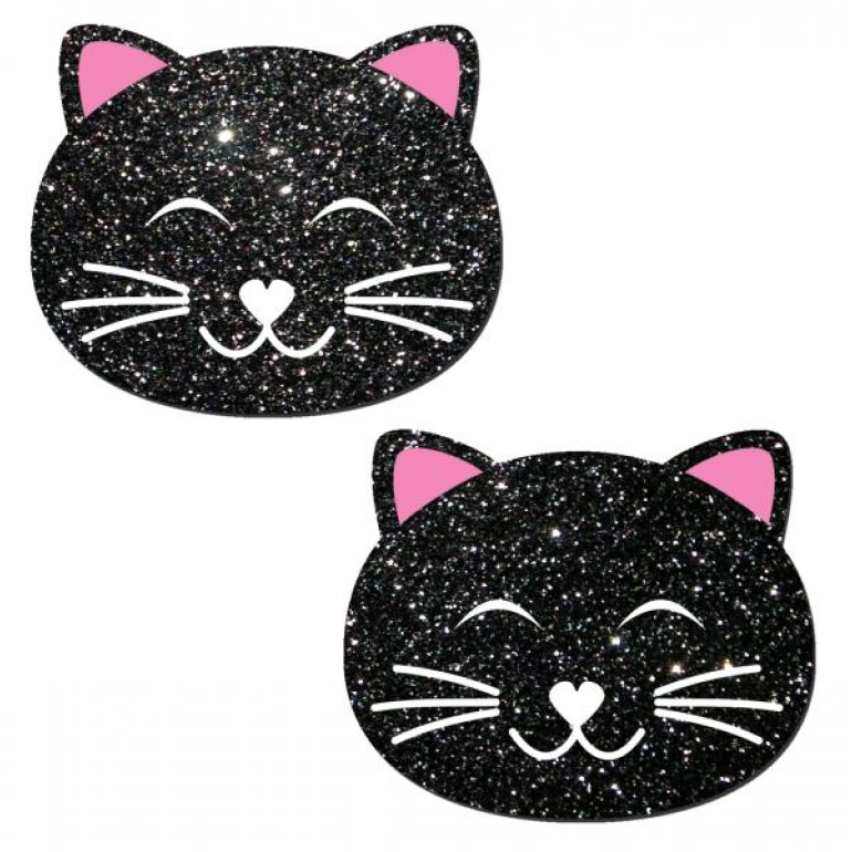 Kitty Cat Black Glitter Pasties