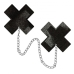 Pastease Chains Liquid Black X Cross W/ Chunky Silver Chain Nipple Pasties