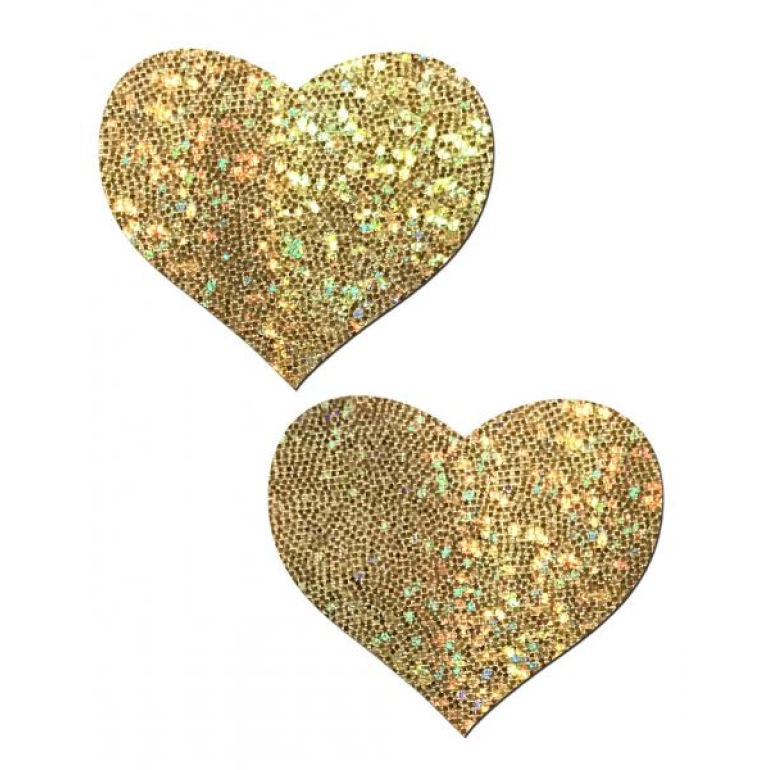 Pastease Gold Glitter Heart Pasties O/S One Size Fits Most