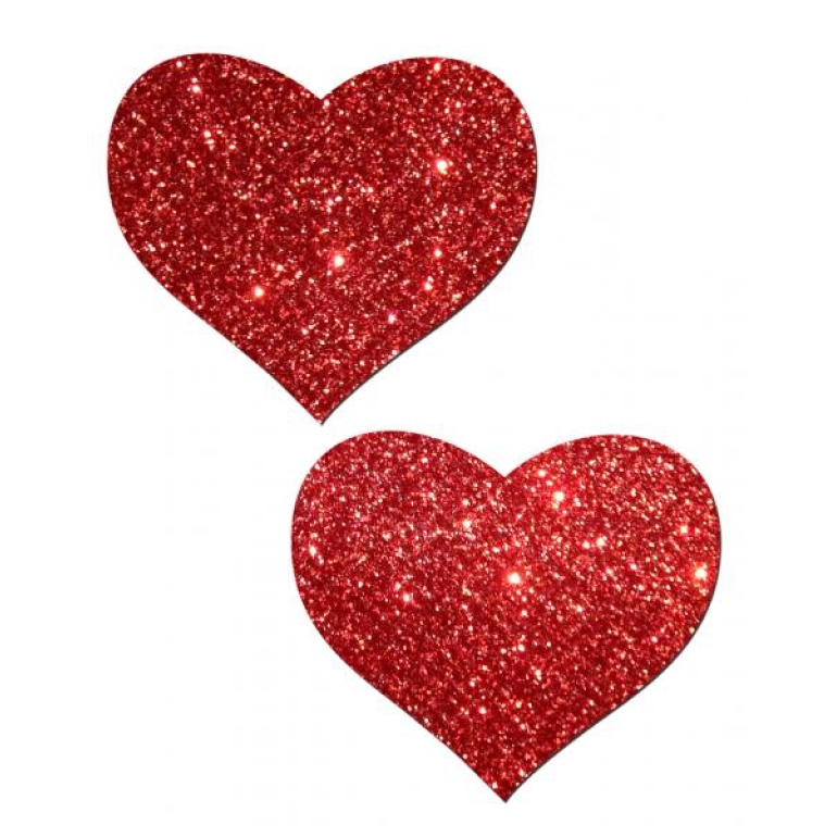 Heart Red Glitter Pasties O/S One Size Fits Most
