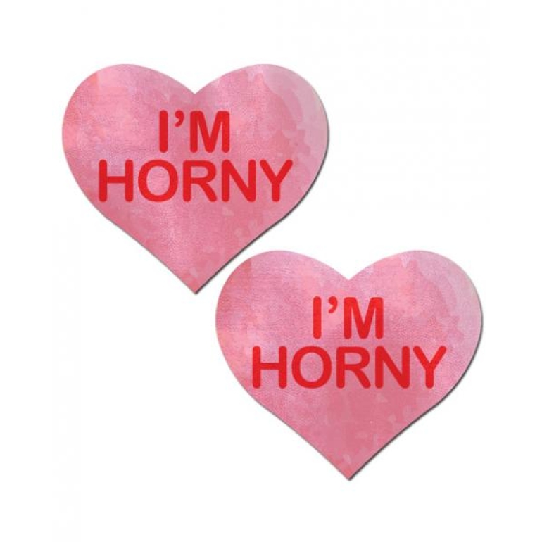 Pastease Love Liquid Pink Heart I'm Horny Nipple Pasties One Size Fits Most