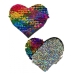 Pastease Rainbow & Silver Glitter Heart Nipple Pasties One Size Fits Most