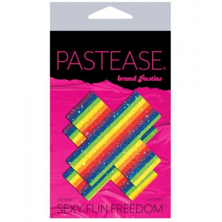 Pastease Glittering Rainbow Cross Nipple Pasties