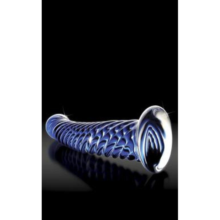 Icicles No 29 Textured Glass Dildo  Blue