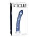 Icicles No 29 Textured Glass Dildo  Blue