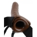 8 inches Vibrating Hollow Strap On Brown