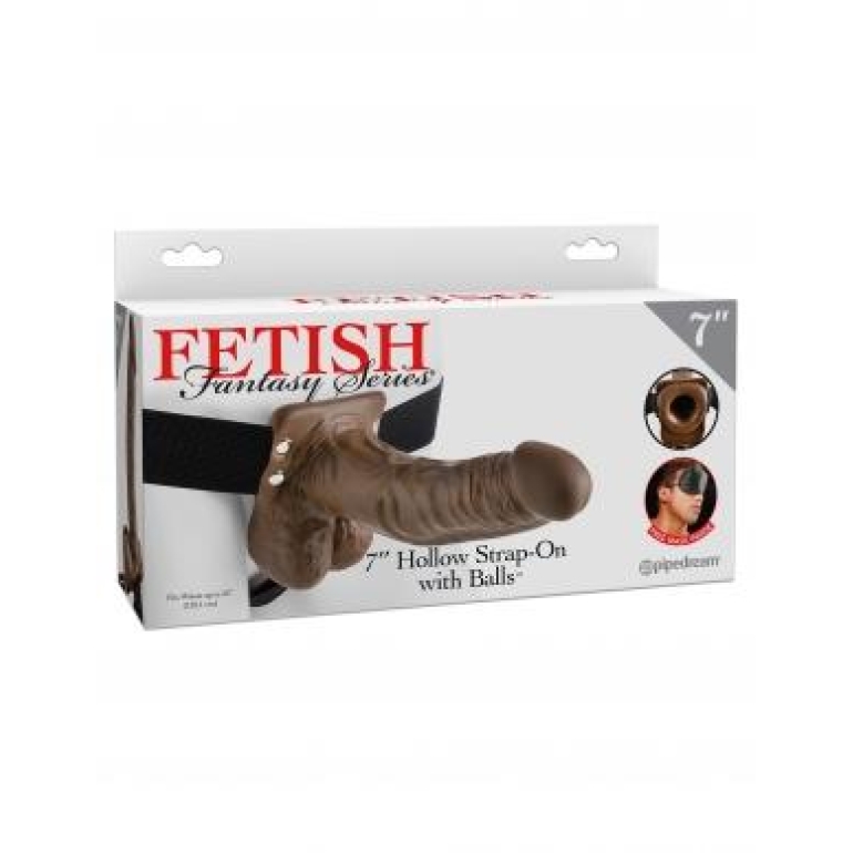 Fetish Fantasy 7 inches Hollow Strap On with Balls Brown