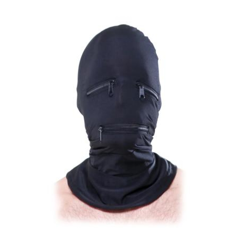 Fetish Fantasy Black Zipper Face Hood O/S One Size Fits Most