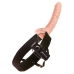 10 Vibrating Hollow Strap On Beige