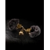 Deluxe Furry Cuffs Black Handcuffs Gold