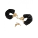 Deluxe Furry Cuffs Black Handcuffs Gold