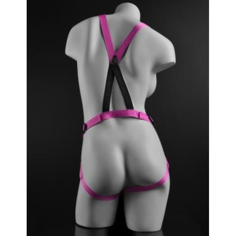 Dillio 7 inches Strap On Suspender Harness Set Pink One Size Fits Most