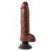King Penis 10 inches Vibrating Penis with Balls Brown
